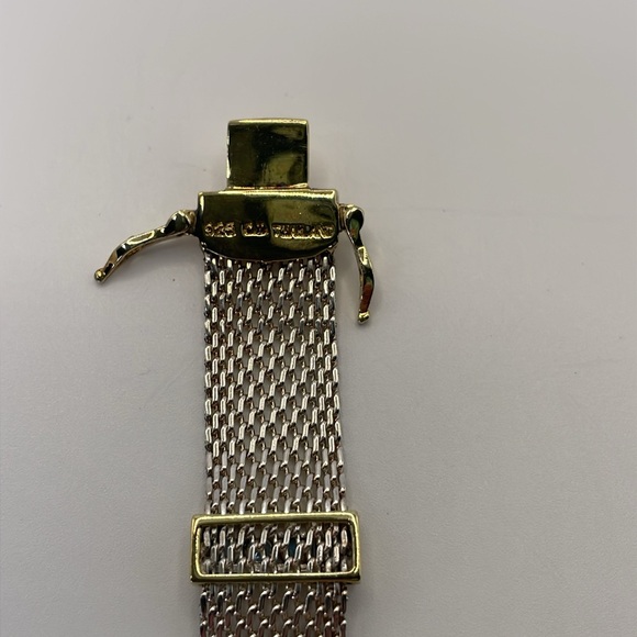 Bracelet Sterling Silver & Gold Mesh Blue Topaz Accents 925 Italy Bracelet - Picture 5 of 13